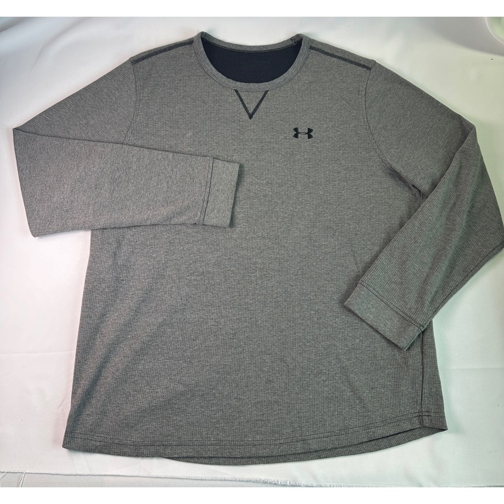 Under Armour Men's Long Sleeve Shirt - Gray with Black Logo - Picture 2 of 8
